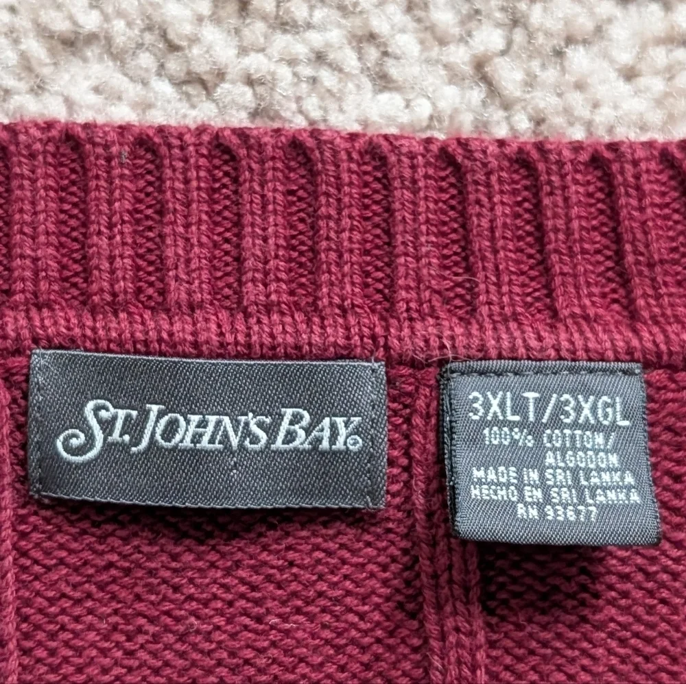 St. John's Bay Maroon Red Pullover Long Sleeve Knit Sweater Size 3XLT